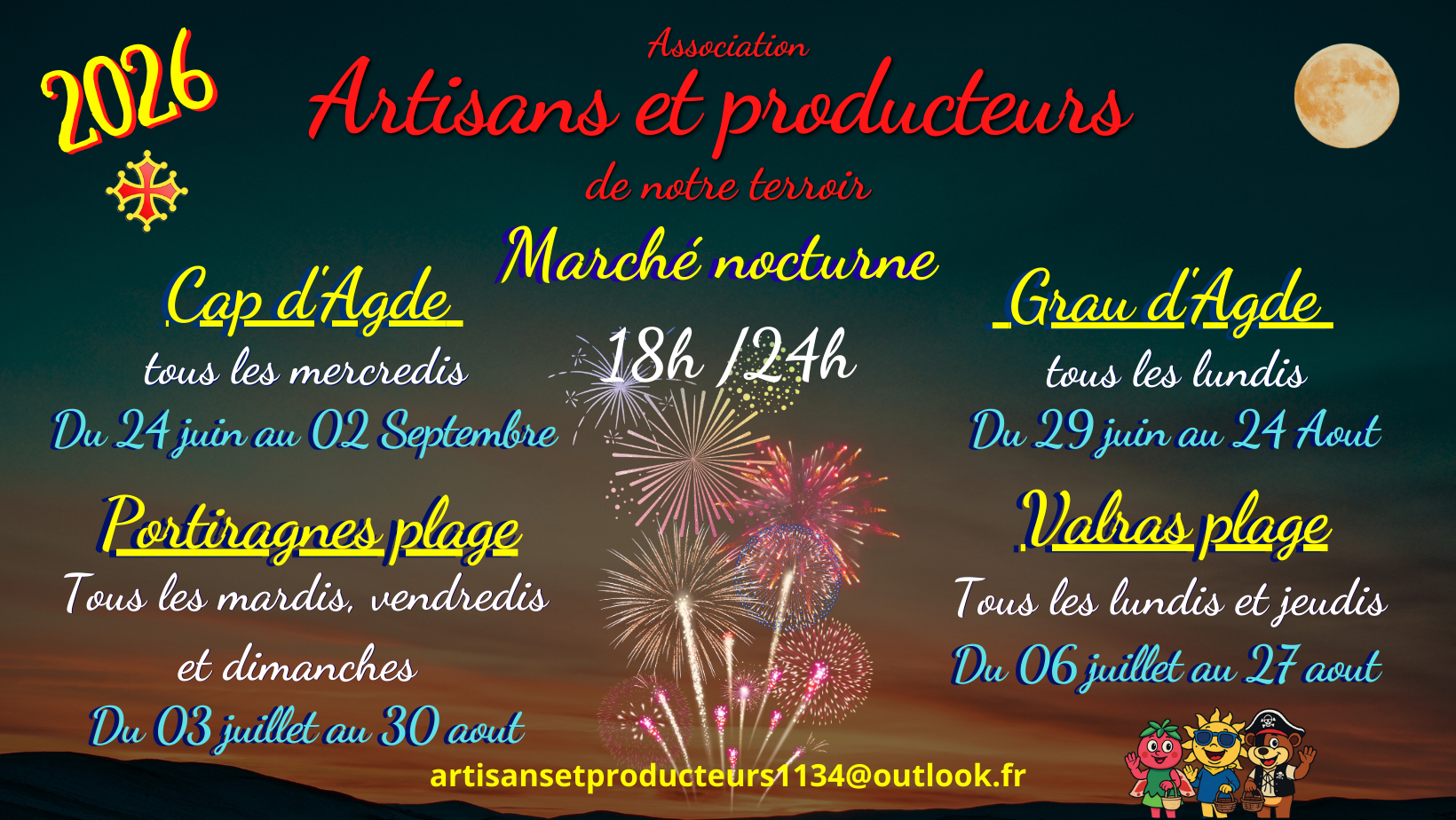 juillet - aout  2026  ---  MARCHE NOCTURNES
